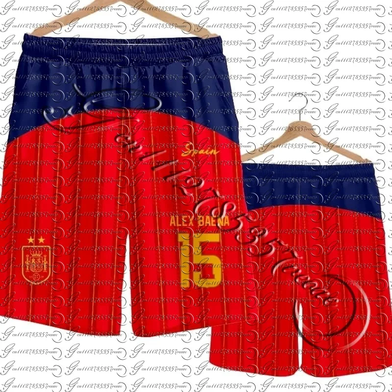 2026 Spanien Team Uniform Yamal Fußball Fan Uniform Schnelltrocknende Kurze Hosen Herren Freizeithosen Sporthosen Familien-Kinder-T-Shirts 3D – Detail 14