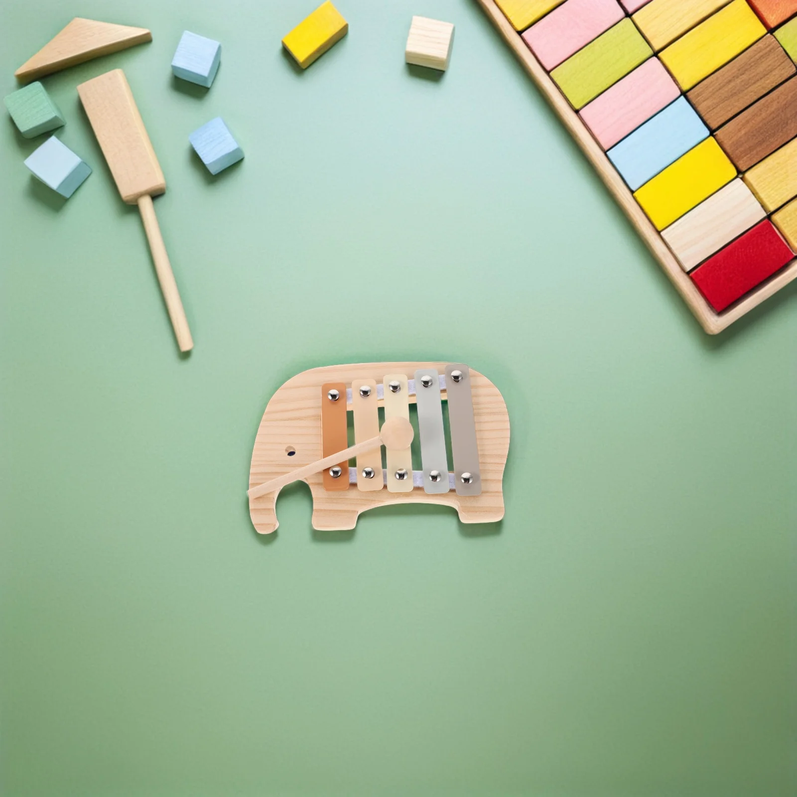 Elephant Wooden Xylophone Colorful Musical Instrument Montessori Percussion Toddler Early Music Education Kids Musical