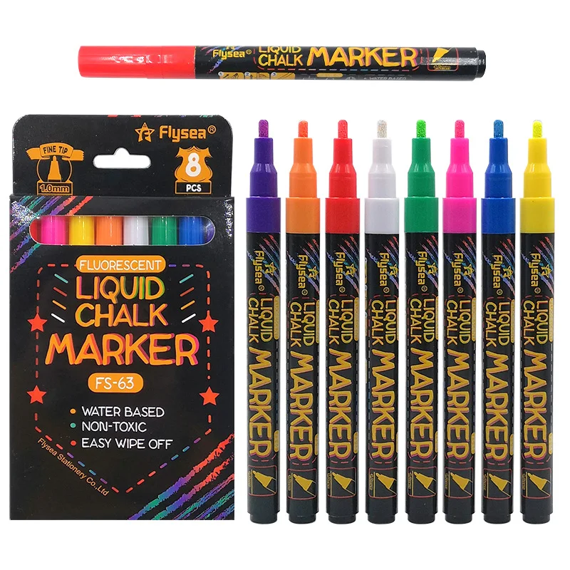 8 pcs Liquid Chalk Markers-Washable & Wet Erase Chalk Maker Pens For Blackboard Whiteboard Light Bulb Glass Window Graffiti Art