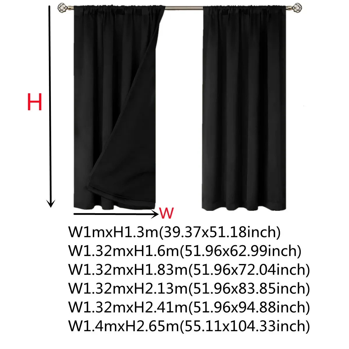 1PC Solid Thicker Curtains Color Balckout Curtain Full Shading and Sun Protection 100% Blackout Curtains Outdoor Curtains 단색 커튼