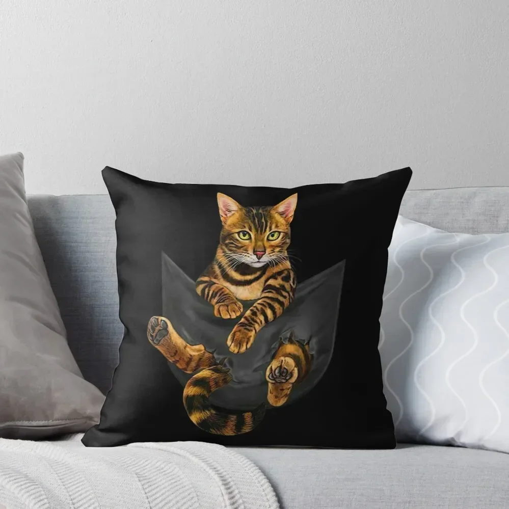 Cat Bengal Inside Pocket Funny Cat Throw Pillow Cushions Cover christmas decorations for home 2025 Elastic Cover For Sofa pillow