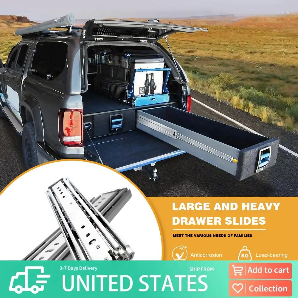 

Пара 44-дюймовых выдвижных направляющих с шарикоподшипниками и боковым креплением для шкафов, ящиков для инструментов и хранения вещей в автодомах