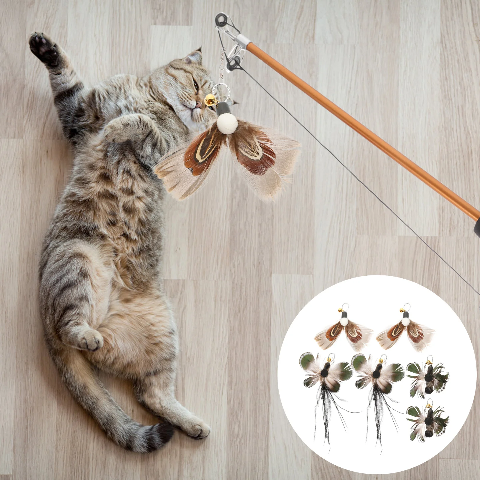 

6 Pcs Replace Replacement Head for Cat Teaser Retractable Wand Plastic Toy Indoor Cats Pet Toys