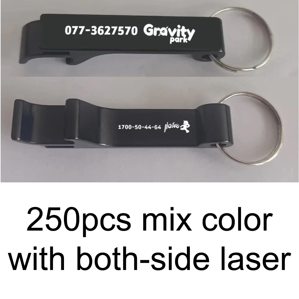 Personalized 250pcs mix color opener with both side laser