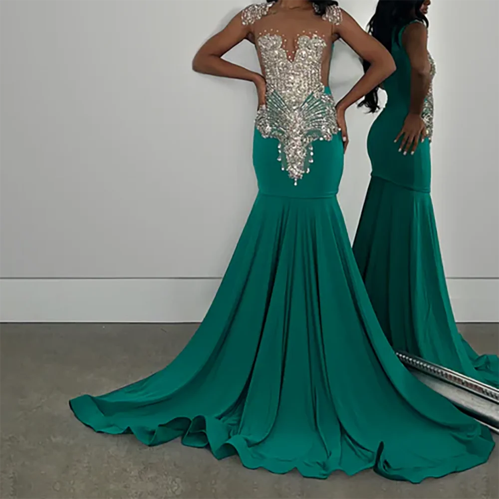 클래식 연인 구슬 민소매 인어 정장 이브닝 드레스 생일 파티 댄스 파티 드레스 맞춤형