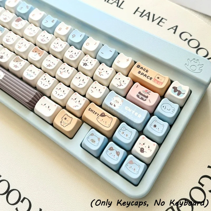 

140 Keys Cute Cat Ear Keycaps Kawaii Cat Keycap Set for Gaming Mechanical Keyboard PBT Material MAO Height Keycap PC Accessories