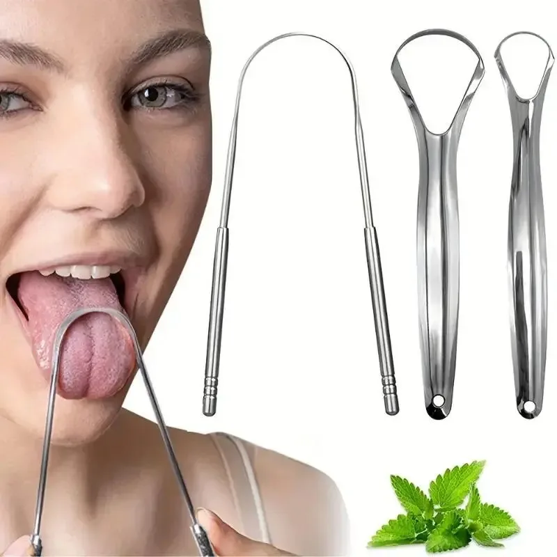 Stainless Steel Tongue Scraper, Adult Tongue Cleaner, Portable Tongue Cleaning Tool, tongue scraping tool, 3pcs Set, Oral Hygiene, Bad Breath Relief, Home & Travel Use