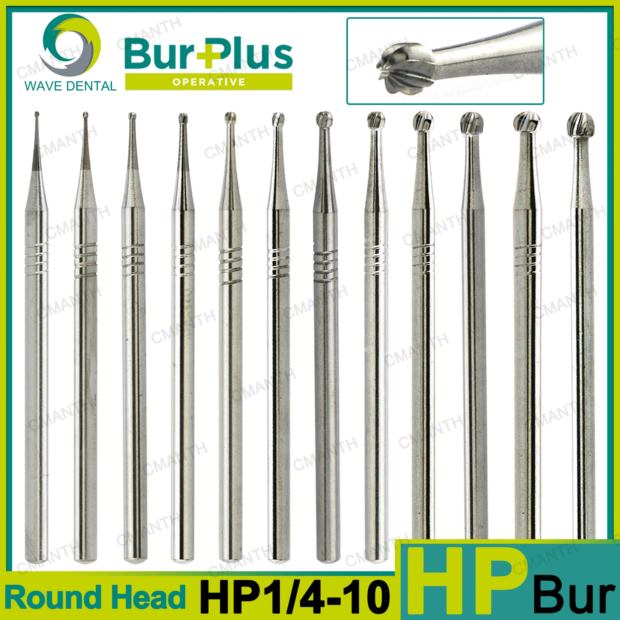 WAVE Dental Tungsten Carbide Burs Steel Round Head For Low Speed Straight Handpiece HP Dentistry Drills Dentist Tools