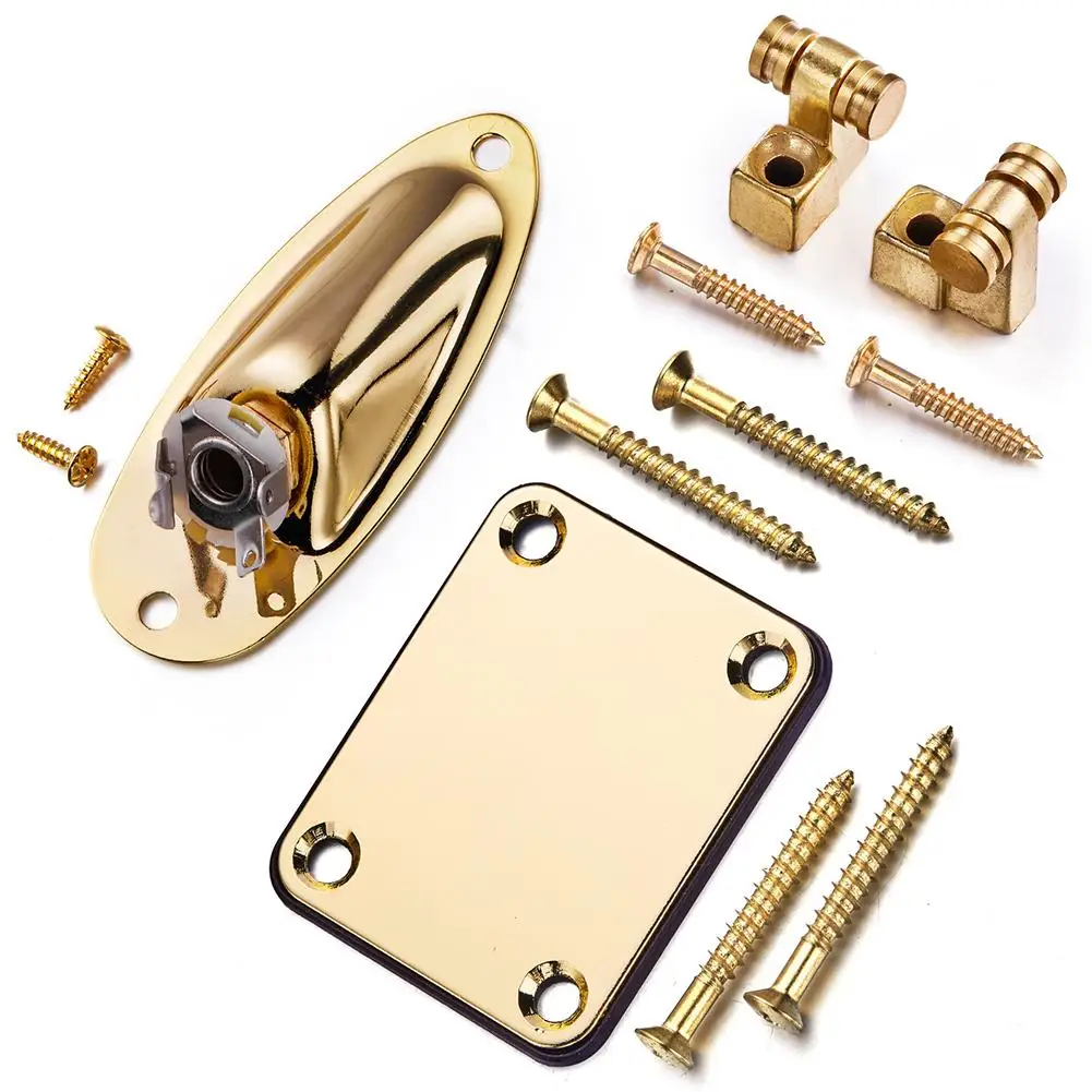 

1 Set Electric Guitar Roller String Tree String Retainer Neck Plate Loaded Jack Socket Plate For Guitar Replacement Parts