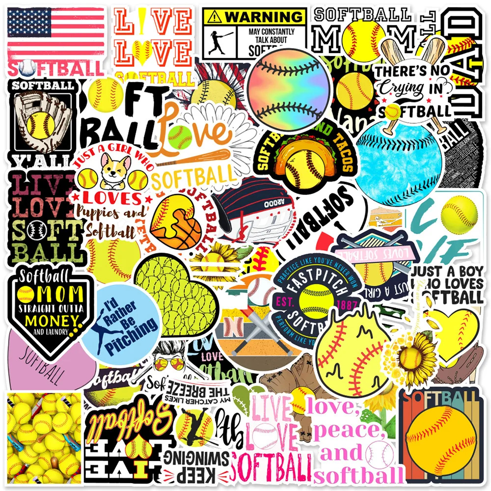 10/30/50pcs Softball Sports Athletic Competition Graffiti Stickers Car Mobile Scrapbook Laptop Phone Diy Water Cup Decal Sticker