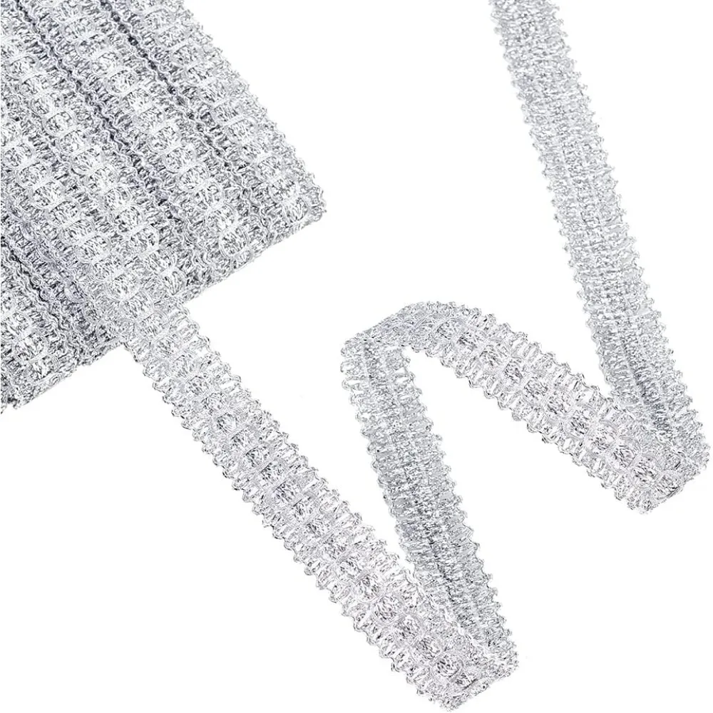 20 Yards Trish Sequin Metallic Braid Trim Silver Sequins Lace Ribbon 0.7