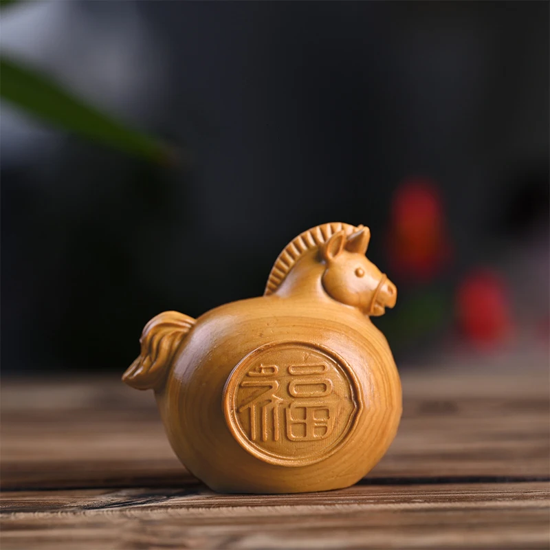 1/2 قطعة فنغ شوي فو الحصان خشبية منحوتة الحصان تمثال جلب حظًا سعيدا 2026 السنة الجديدة زودياك تمثال الحصان ديكور غرفة مكتب المنزل #2