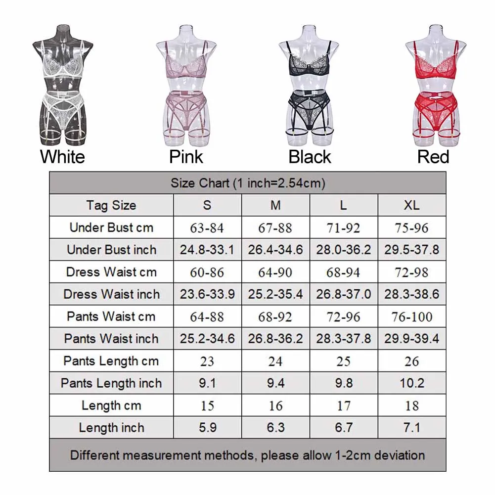 Womens Bras G-string Suit Garter Belt Splicing Mesh Sexy Comfortable See-Through Sexy Lingerie Four-Piece Set Porn Sex Costumes