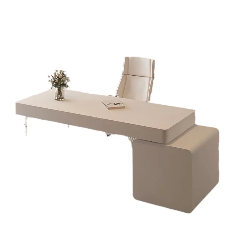 

Cream wind desk pure white minimalist household writing desk, hospital medical beauty consultation table with drawers computer