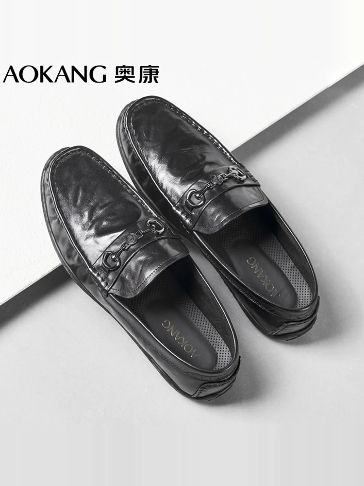 

Aokang Men's oes Bean Bean Casual Loers Breathable Busin Soft Bot Leather oes for Autumn round Toe Low Heel Rubbe...