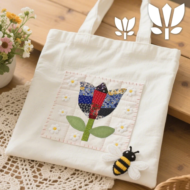 YOMDID 6 قطع مسطرة خياطة بنمط التوليب DIY PET قالب خياطة بنمط الأزهار متعدد الحجم - قالب قطع اللحف بنفسك