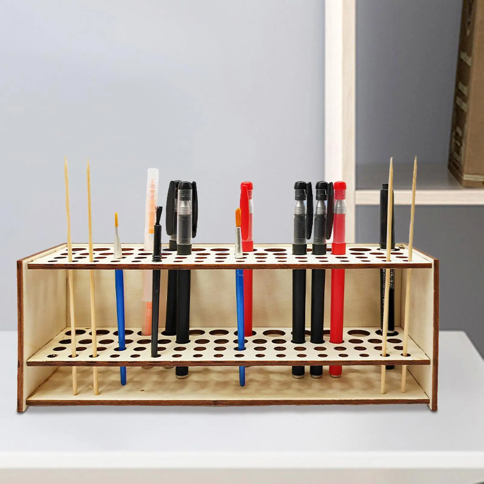 Стеллаж для хранения кистей, деревянный держатель для кистей, портативный Стеллаж для ручек, держатель для ручек
