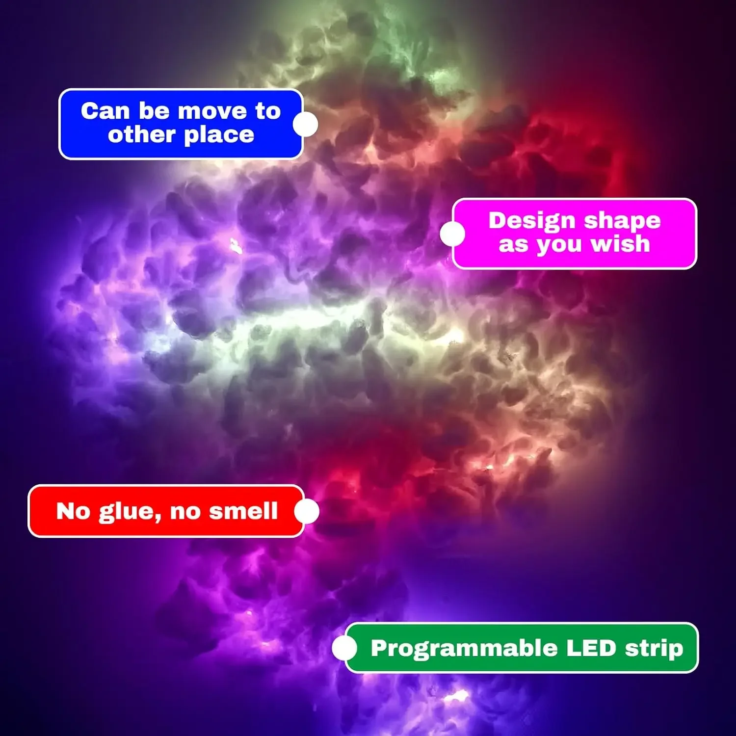 RGB Thunder Cloud Lamp Led , DIY Creative Cloud Lights Strip, Gaming Room Wall Light Bar Atmosphere Party Festival Decor Lights