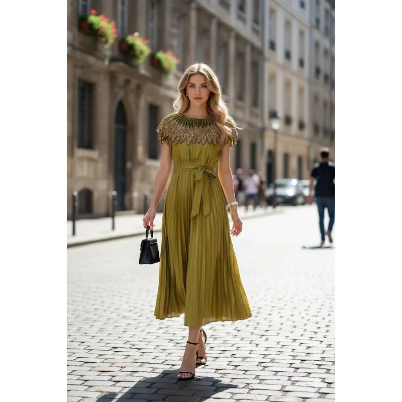 

Miyake оригинальные плиссированные платья больших размеров Plisse 2026, весенняя новая мода, свободная тиснение, темпераментная элегантная узкая длинная юбка