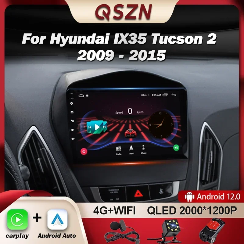 QSZN For Hyundai Tucson 2 LM IX35 2009 - 2015 Car Radio Multimedia Video Player Navigation GPS 4G Carplay Android 13 2K QLED DSP