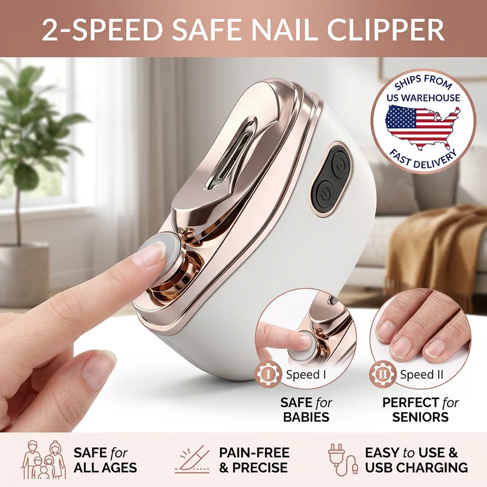 Electric Nail Clipper Polisher with LED Light