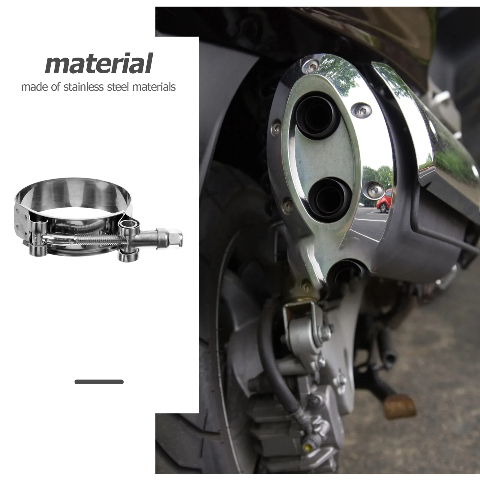 

Stainless Steel Motorcycle Exhaust Heavy Duty Metal For Motorbike Tailpipe Fixing Durable Sturdy Clamp Suitable For Most
