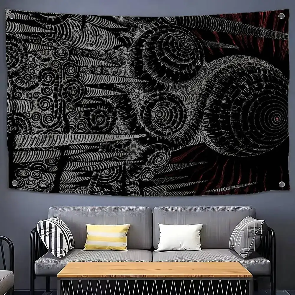 Junji Ito comics Plating   Flags Wall Hanging Tapestry Outdoor Garage Room Decorative flag Background Blanket