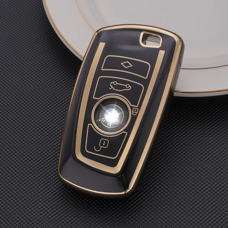 TPU Golden edge Style Car Key Case Cover Shell Fob For BMW X3 X5 X6 F30 F34 F10 F20 G20 G30 G01 G02 G05 F15 F16 1 3 5 7 Series