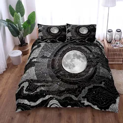 Glitter on Celestial Moon Duvet Cover Set King Queen Double Full Twin Single Size Bed Linen Set