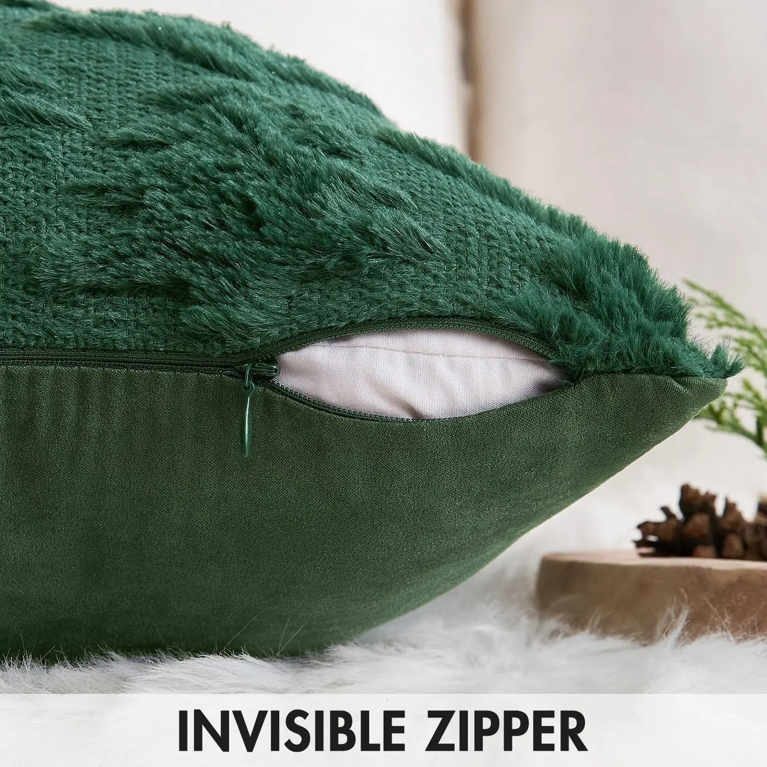 الأخضر عيد الميلاد رمي وسادة تغطي 18x18 الشتاء اليقطين ديكور أكياسها- فو الفراء ديكور الوسائد للمنزل فناء الأريكة أريكة