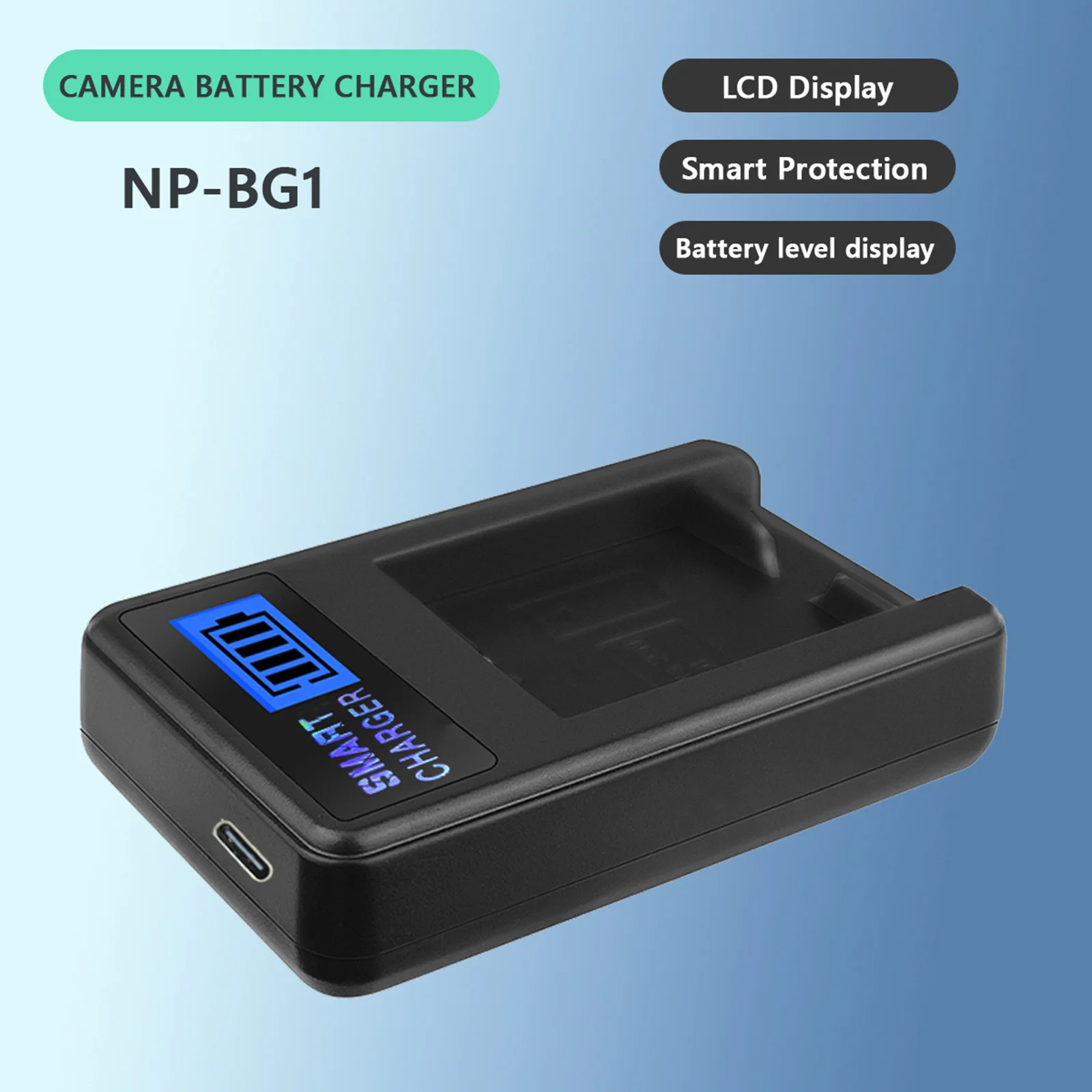 Carregador USB para Sony Cyber-shot, LCD, NP-BG1, NP BG1, DSC-W120, W150, W220, DSC-H3, H7, H9, H10, H20, H50, H55, H70, DSC-HX5V