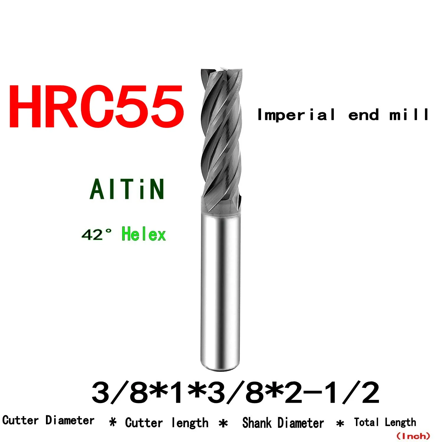 Imagem -05 - Tungstênio Aço Polegada Fresadora Cnc End Mill Flauta Profissional Hrc55 3.175 6.35 12.7 mm 16 16 2