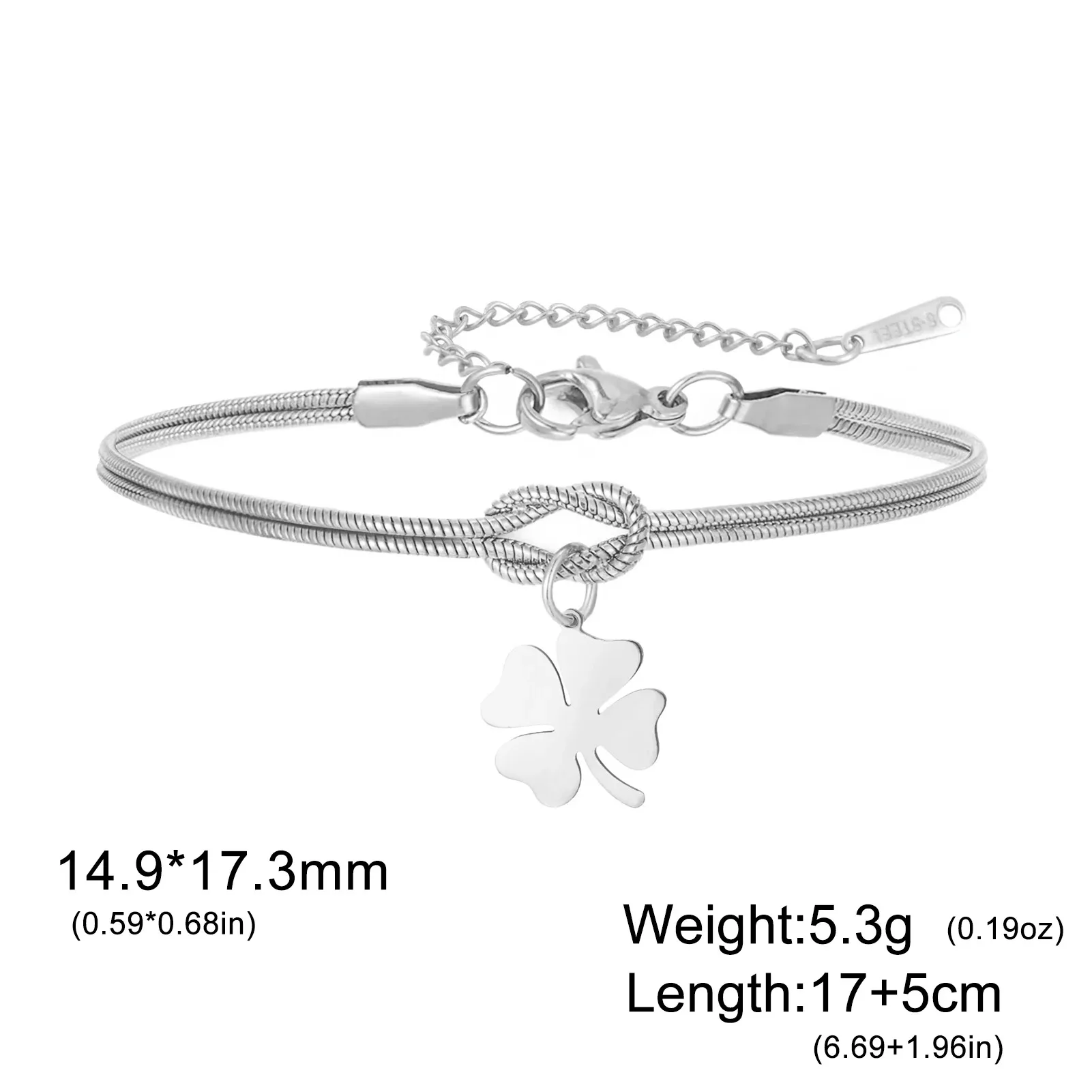 Lucky Clover Charm Bracelet Red Black Adjustable Handmade Rope String Beads Stainless Steel Jewelry