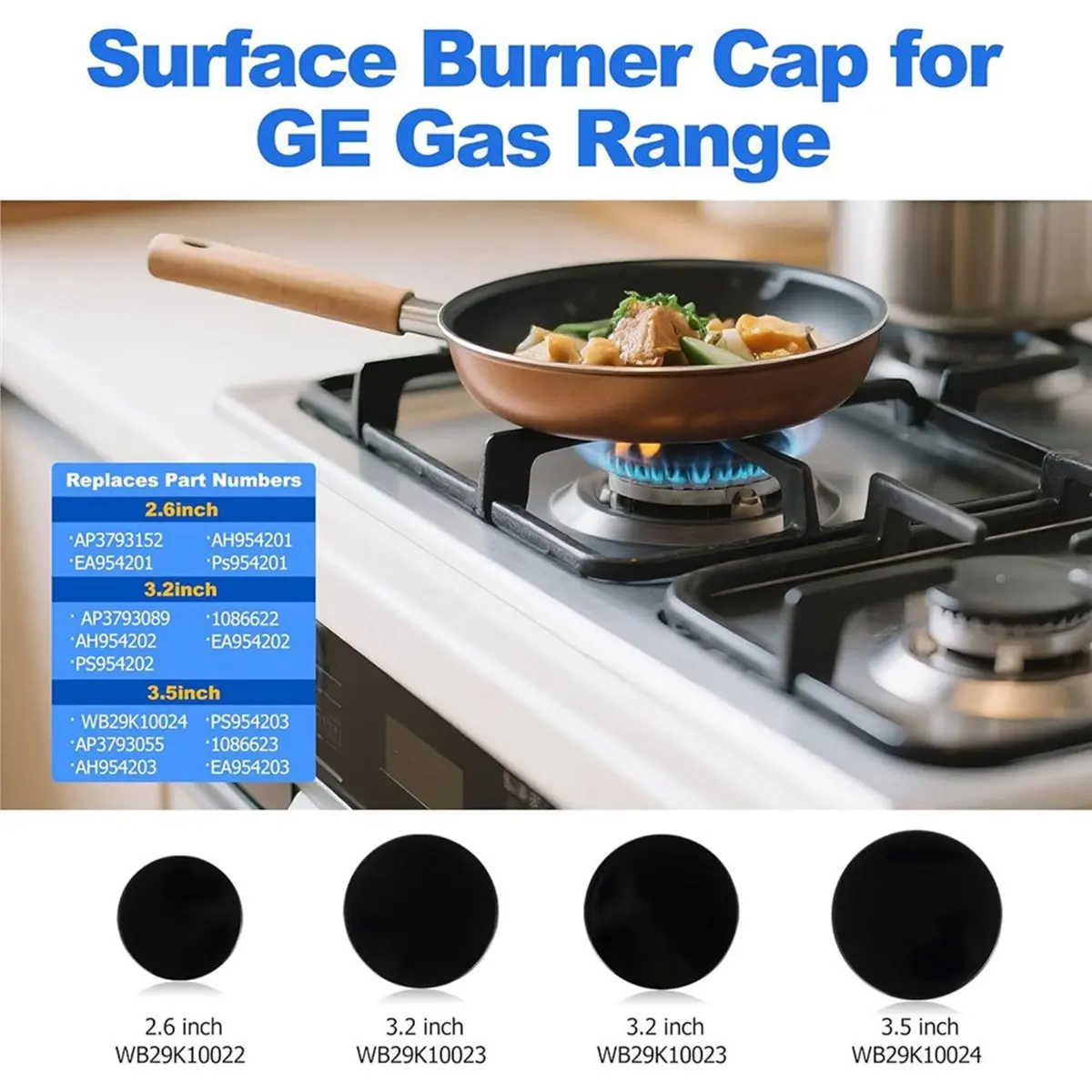 4PCS Burner Caps Replacement for & 30