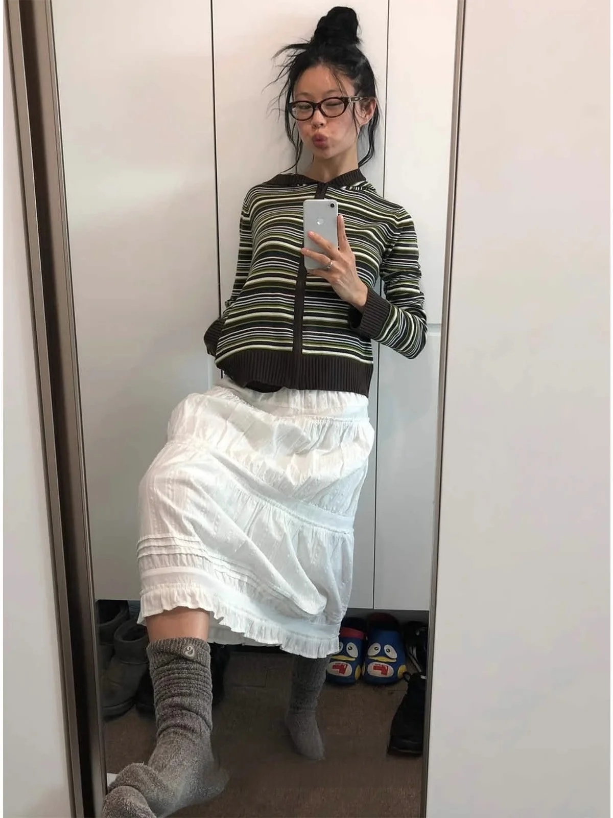 Falda Midi Retro de Encaje con Capas y Estampado a Cuadros, Estilo Japonés Informal para Chicas Dulces, Cintura Alta, Línea A...