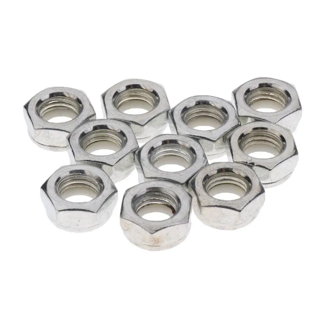 MagiDeal 10Pcs รถบรรทุกสเก็ตบอร์ดล้อยึดเพลาสกรู Hex Nuts เปลี่ยน Longboard ฮาร์ดแวร์อุปกรณ์เสริม