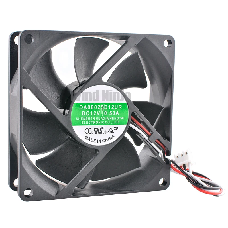 DA08025B12UR 8cm X 80mm X 25mm DC12V 0.50A 3-Pin Wentylator chłodzący z podwójnym łożyskiem kulkowym 4800 obr./min do zasilacza falownika