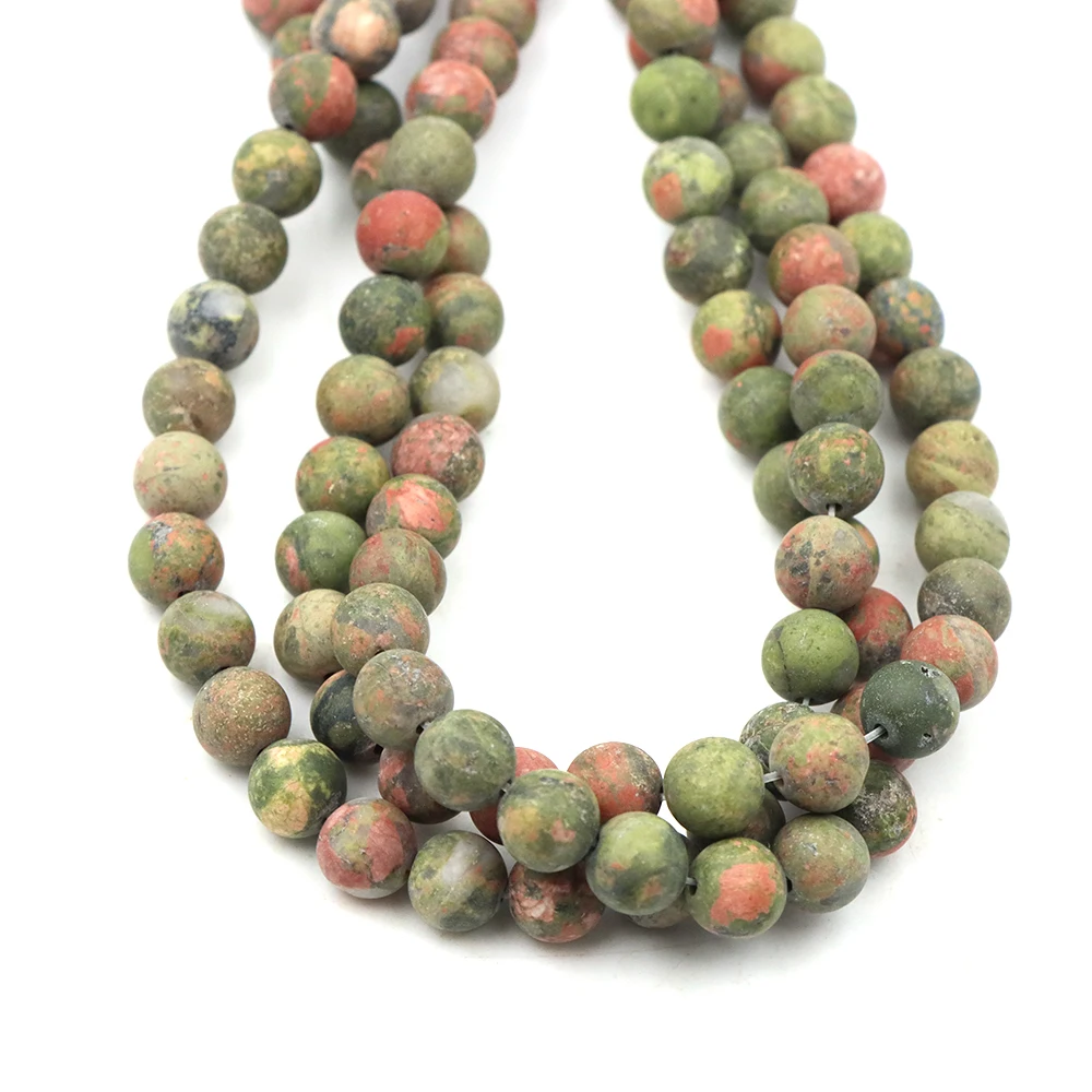 4-6-8-10mm Naturstein Matt Polnischen Unakite Matte Lose Perlen für Schmuck Machen DIY Armband Halskette Spacer Perlen Großhandel