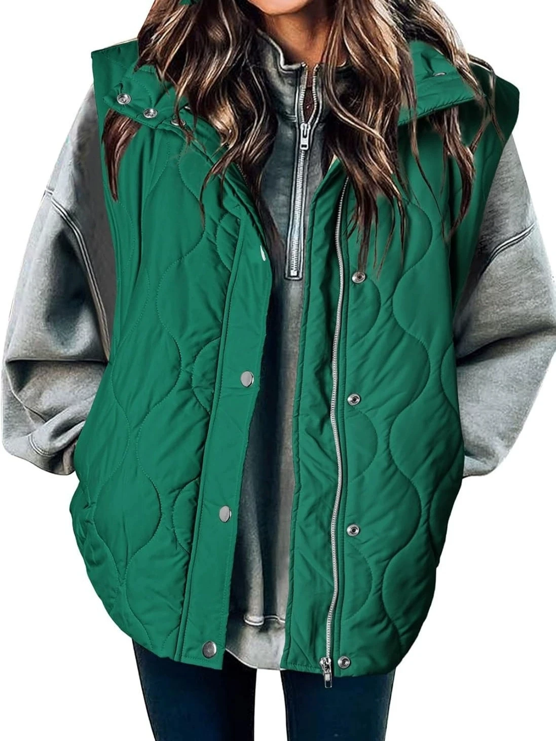 

2025 New Women Waistcoat Vest Autumn Winter Zipper Warm Vest Jacket Women Sleeveless Jacket Hooded Loose Coat Women Vest Top
