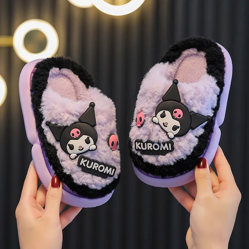 Kawaii Sanrio Kuromi My Melody Cinnamoroll Cute Creative Cartoon Children'S New Home Fashion Versatile Non-Slip Warm Slippers