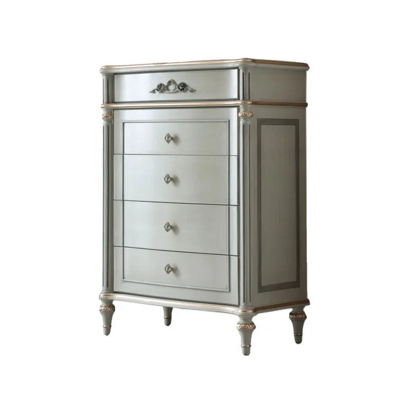 

French light luxury solid wood chest, bedroom, bedside storage cabinet, household living room, TV side cabinet integrated