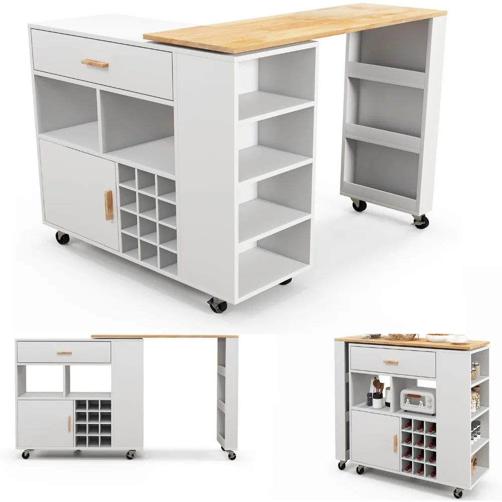 Kitchen Islands & Trolleys Mobile Kitchen Island Cart, Service Cart Bar Combination, Adjustable Shelf Kitchen Furniture