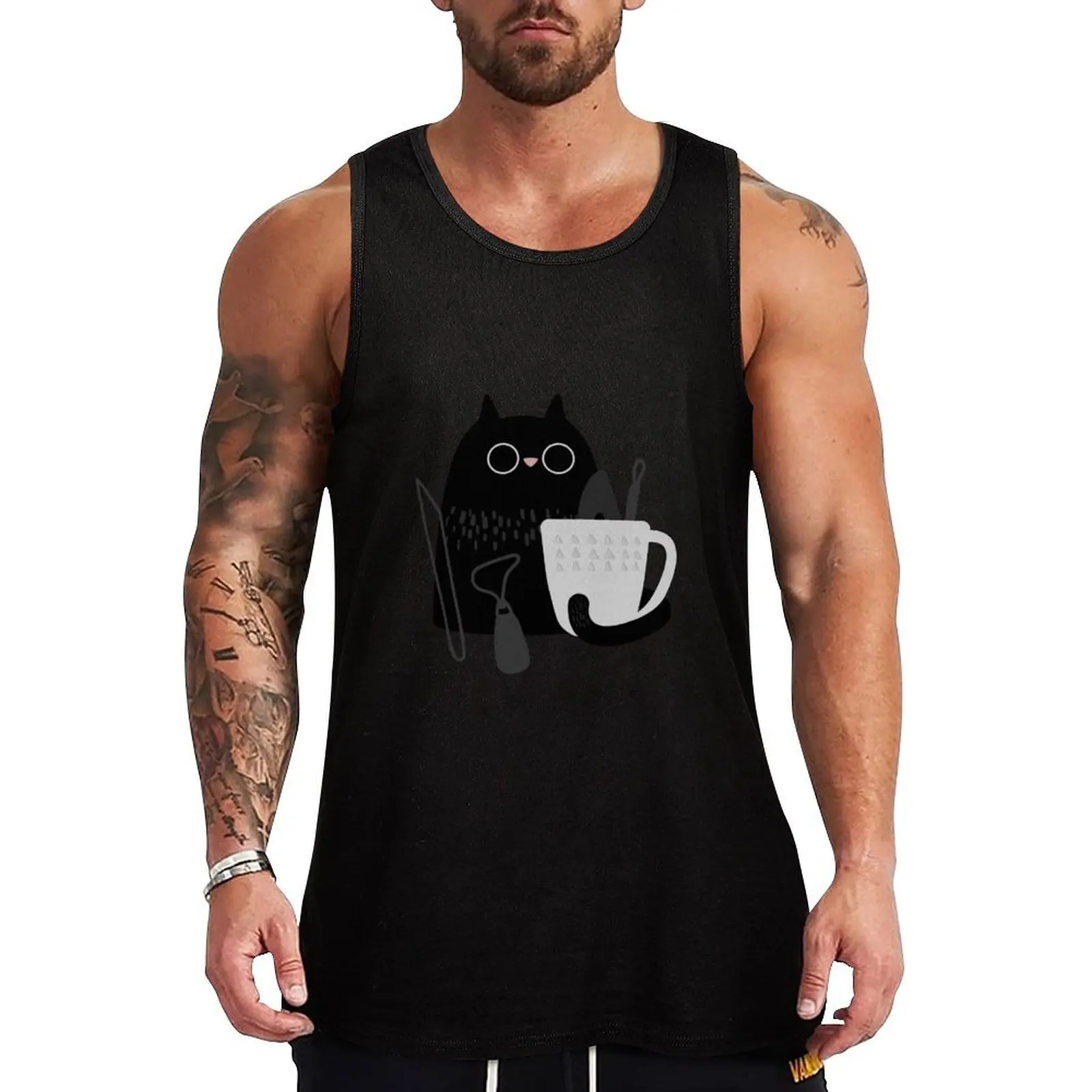 Pottery cat Tank Top gym clothing Men's clothes Men's t-shirt