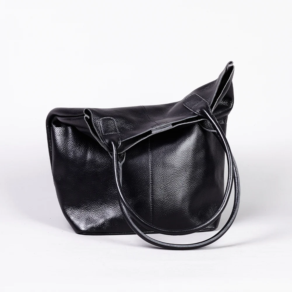 

Luxury Genuine Leather Tote Bag for Women – Premium Textured Bucket Shoulder Bag, Spacious Work Commuter Purse