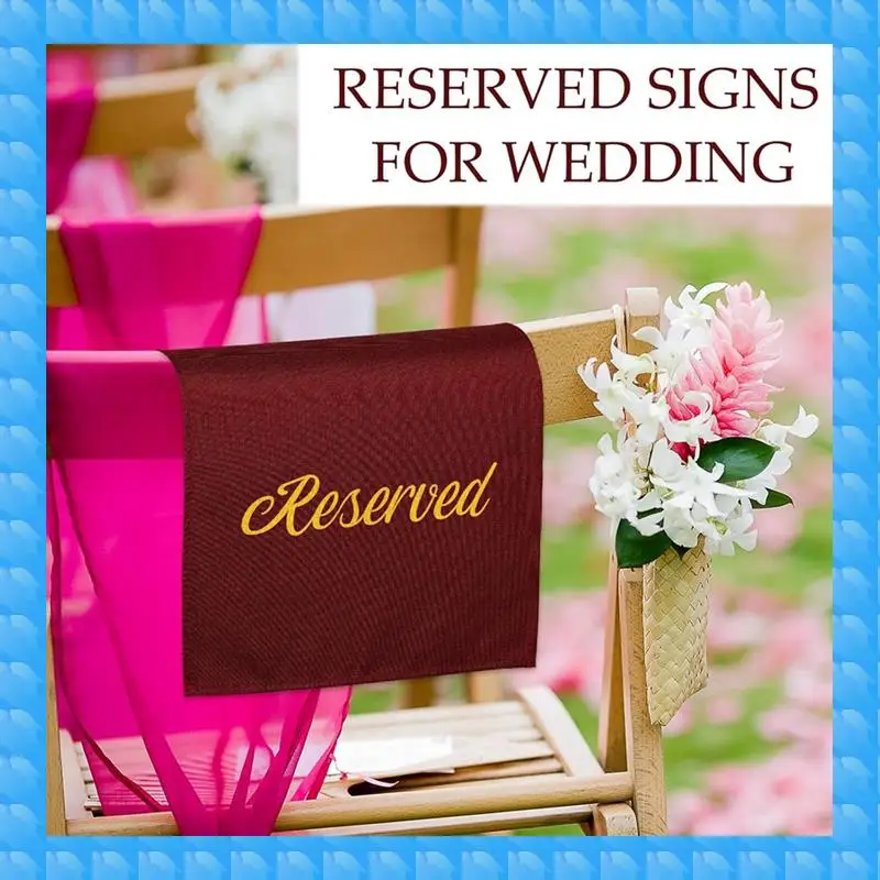 ETRT 22 Inch Reserved Signs For Church Pews, 12 Pieces Reserved Seating Signs For Chairs, Cloth Placeholder For Restaurant Wine