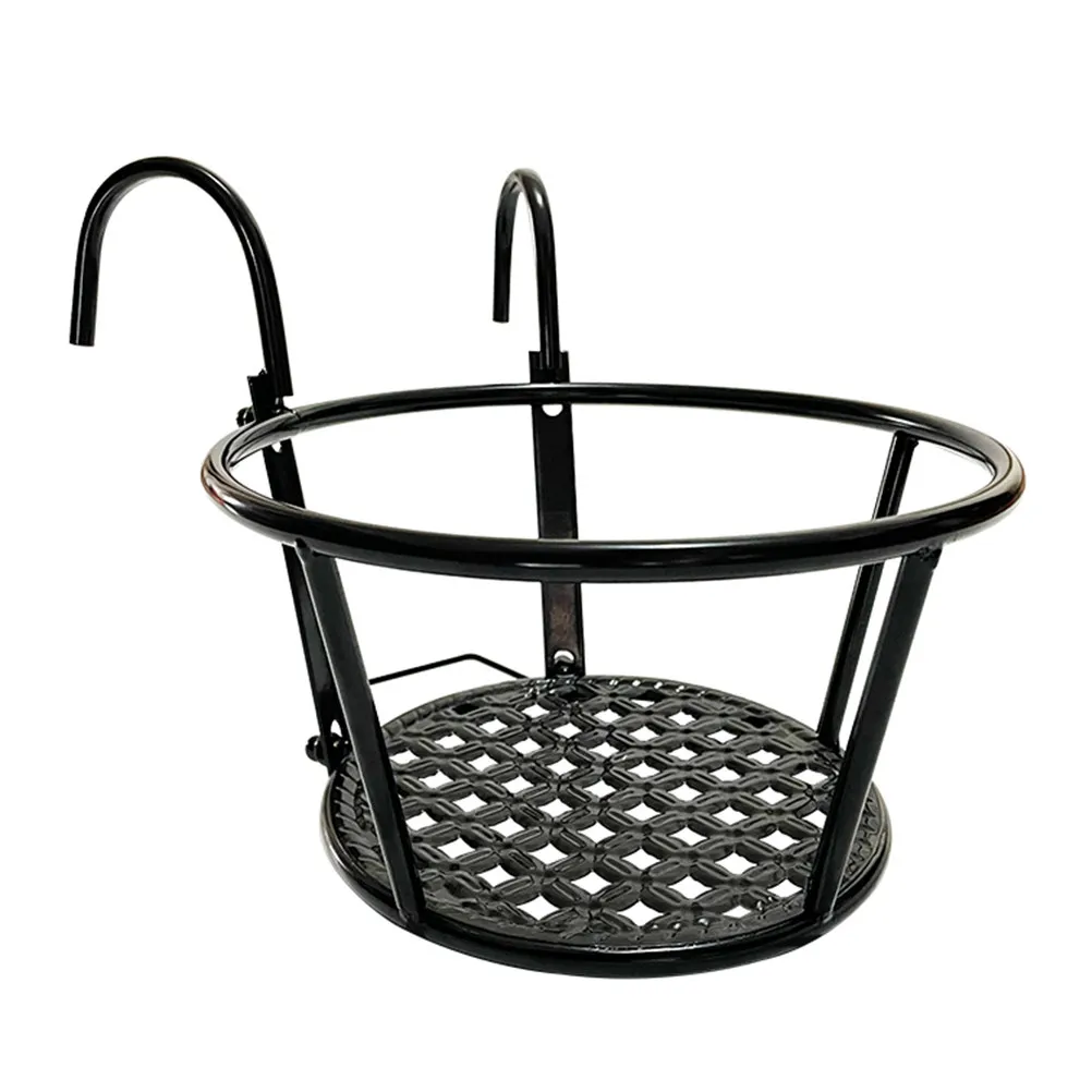 2Pcs Metal Railing Planter Balcony Flower Pot Shelf Space Saving Detachable Hanging Planter for Wall Fence Rail Home Decoration