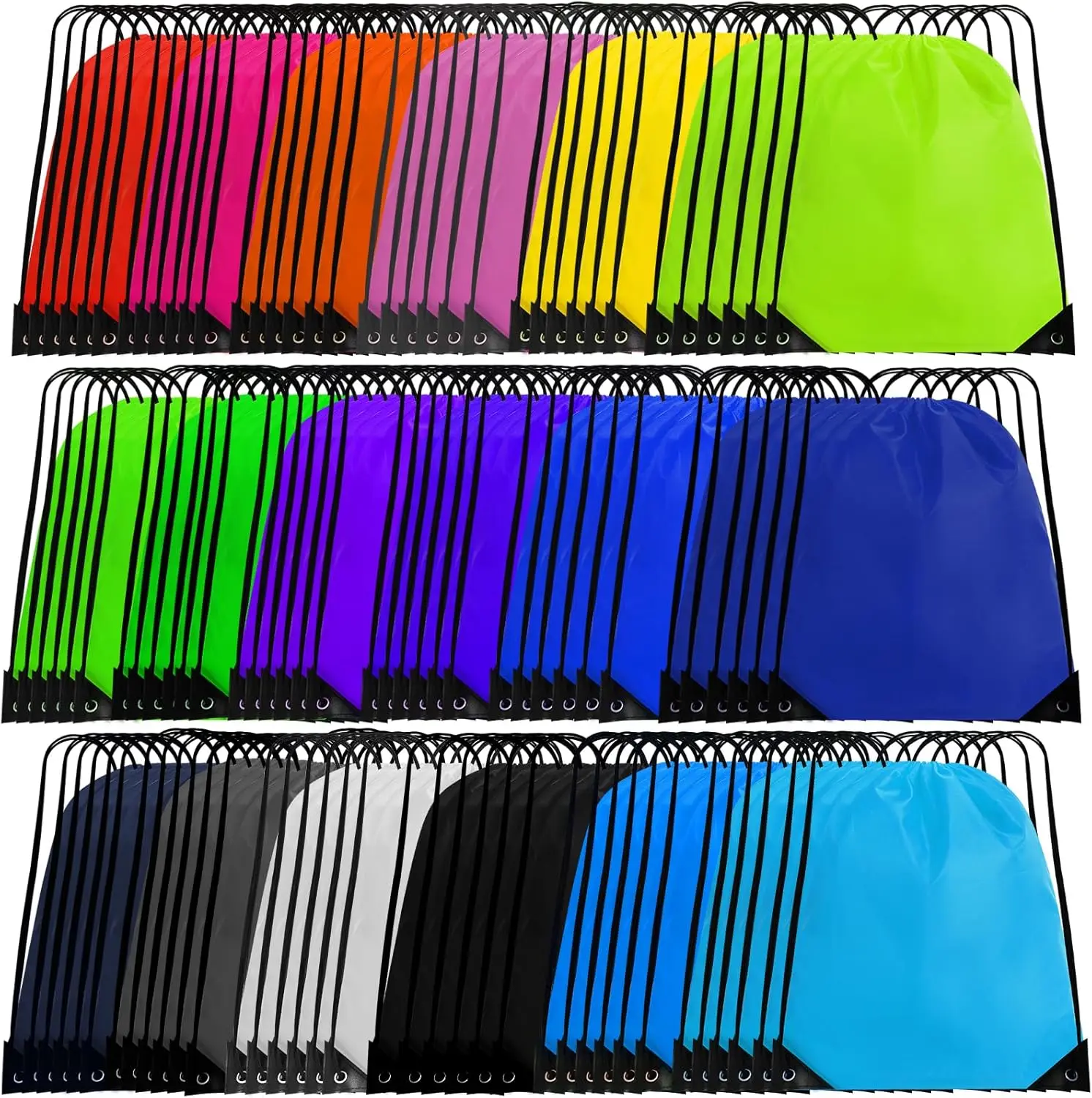 

108 Pack Drawstring Bags Bulk, Drawstring Backpack Cinch Bag for Gym Sport Travel, 18 Colors