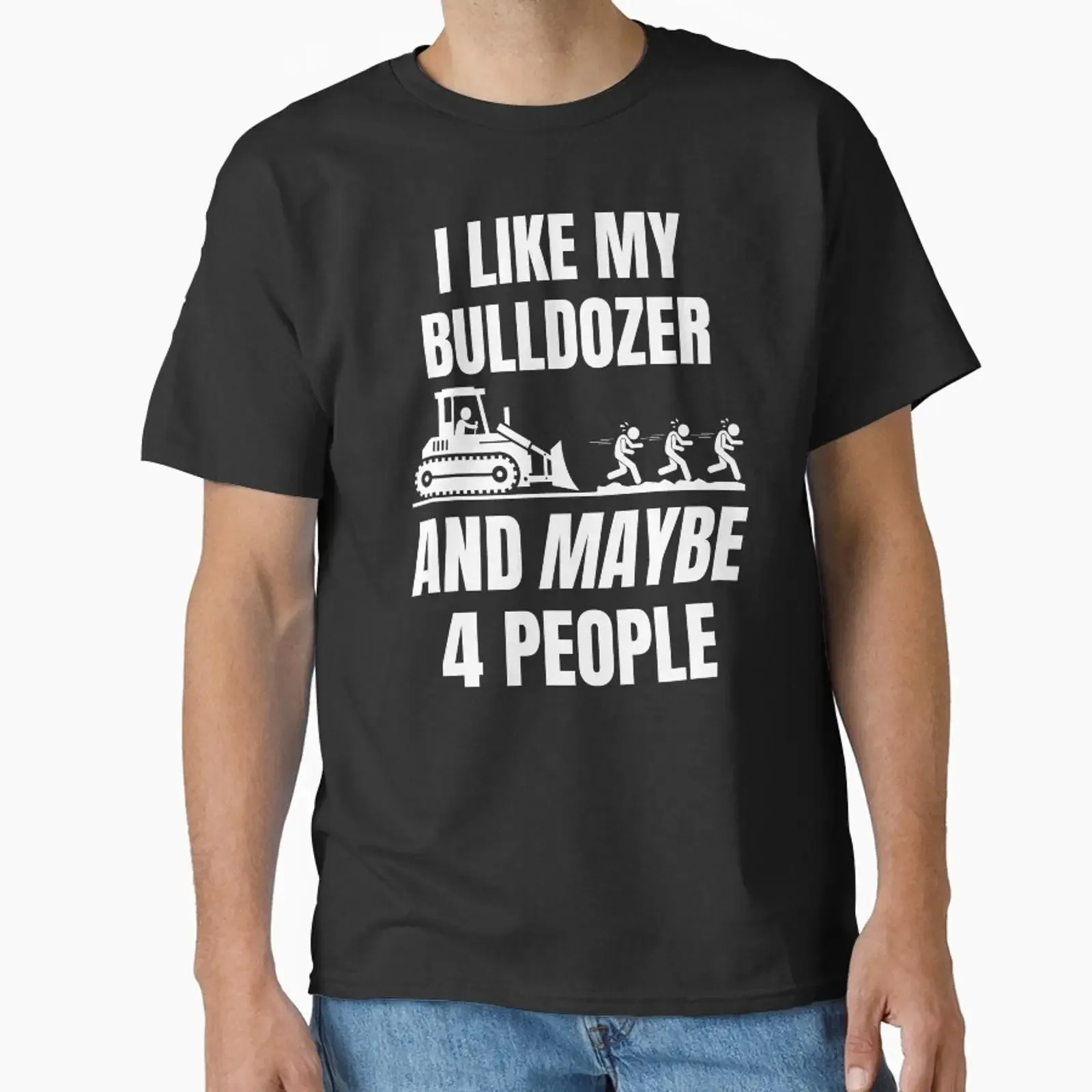 Bulldozer Black And White Minimalist Tex designed sold by BloodyTeapot vintage Washed Casual Unisex Stylish homme graphic