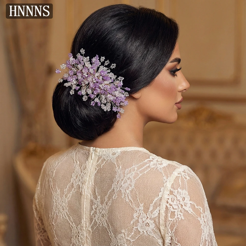 

TOPQUEEN YXA412 Bridal Wedding Fashion Crystal Hair Comb Handmade Purple Color Rhinestones Side Comb Party Prom Women Headdress