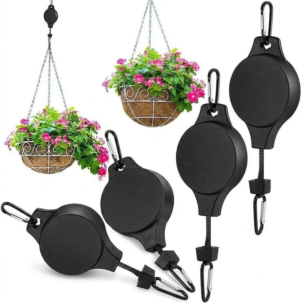Heavy Duty Plant Hanger Pulleys for Hanging Plants with Auto Lock Adjustable Hook Easy to Raise and Lower System for Indoor